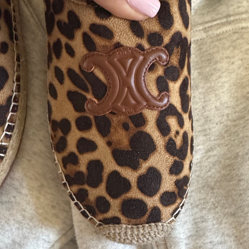 Celine Leopard Print Espadrille Mule in Brown and Black - Picture 4 of 6